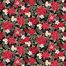 Sweet Christmas Memories-Small Poinsettia & Mistletoe Black 3617-99