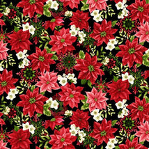 Tis The Season-Medium Floral & Snowflakes Black 7678-99