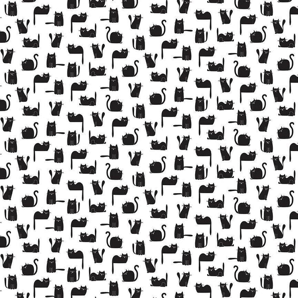 Tossed Black Cats-White CAT-CD2572-WHITE