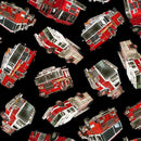 Tossed Fire Trucks-Black  FIRE-CD1988-BLACK