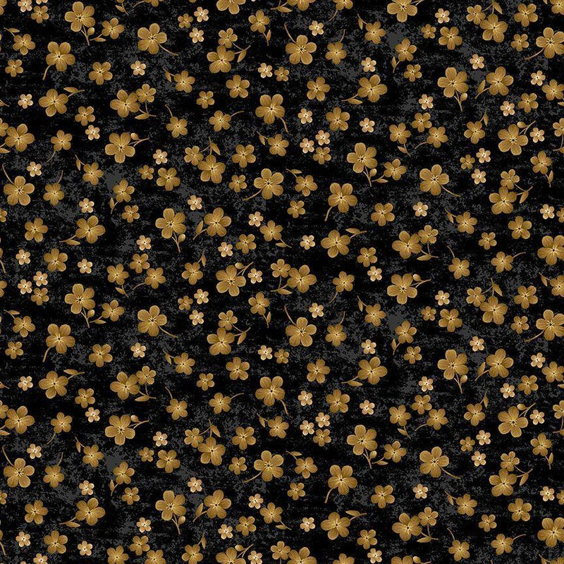 Tossed Gold Geranium-Black FLEUR-CD3187-BLACK