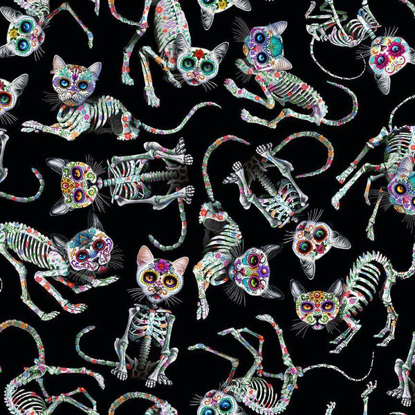 Tossed Skeleton Cats-Black CAT-CD3602-BLACK