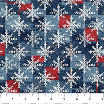 Village Folk-Snowflake Grid Light Blue Multi F28826-42