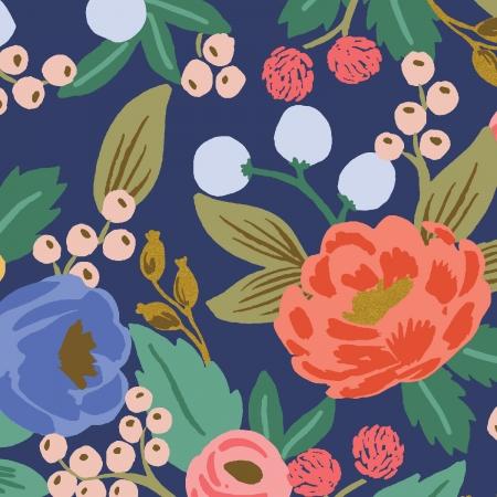 Vintage Garden Canvas-VintageBlossom Blue Metallic RP1001-BL4CM