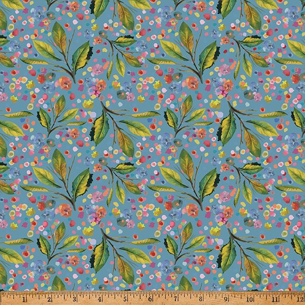 Whimsical Flower Garden-Blue W5539-7