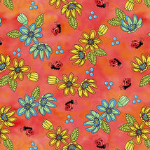 Whimsical Quilter-Tossed Floral Papaya 2600-30986-R