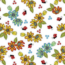 Whimsical Quilter-Tossed Floral White 2600-30986-Z