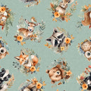 Wild & Free-Tossed Animals Teal 4931-11