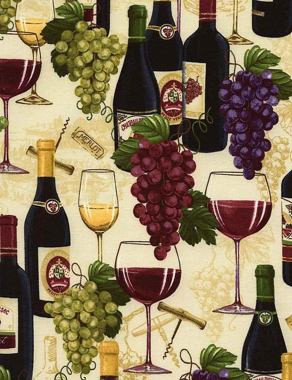 Wine Bottles & Grapes-Sand WINE-CD6311-SAND