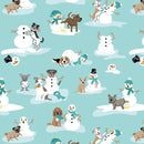 Winter Waggers-Dogs Playing With Snowmen Lt Blue 4765-11