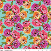 Zinnias-Main Aqua CD16690-AQUA