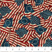 America 250-Flags Backing Beige Multi B28371-12
