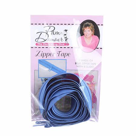 3 yards of Reversible Coil Zipper Tape with 8 Slides Blue - ENR-BL