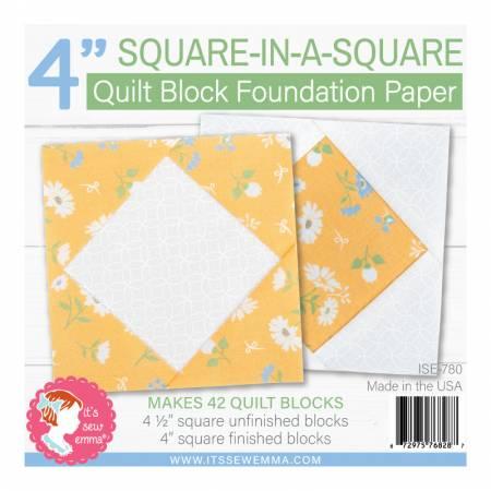 4in Square in a Square Quilt Block Foundation Paper ISE-780