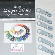6 Large Tab Zipper Slides-Grey ZIP-G