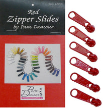 6 Large Tab Zipper Slides-Red ZIP-R