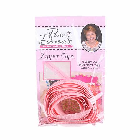3 yards of Reversible Coil Zipper Tape with 8 Slides Pink - ENR-P