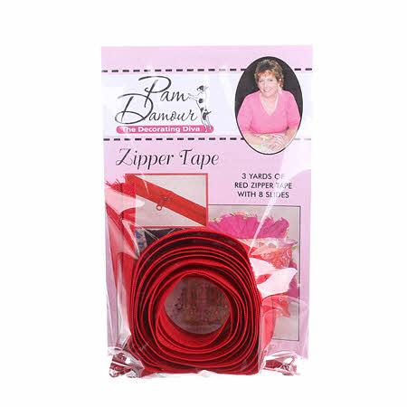 3 yds Reversible Coil Zipper Tape w/8 Slides-Red ENR-R