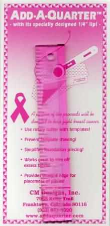 Add A-Quarter Ruler 1in x 6in Pink For Breast Cancer Awareness - CM06-PNK
