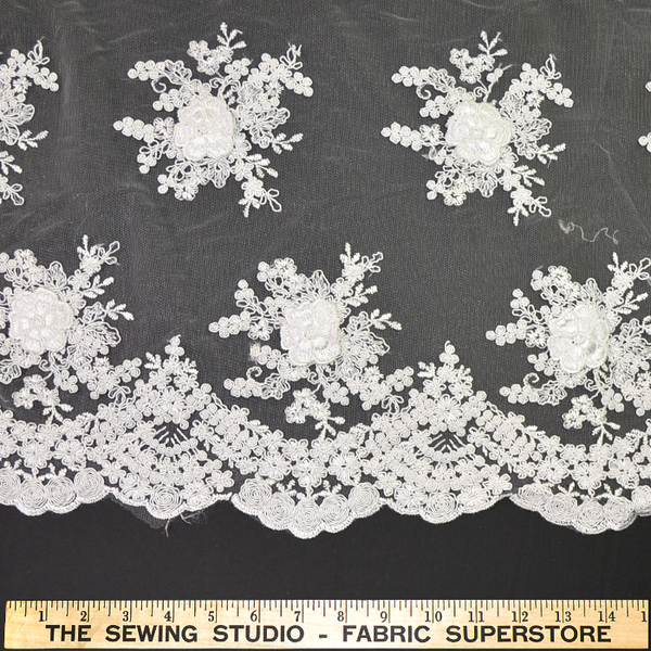 Allover Cord Emb On Lace 132056-AN-Ivory