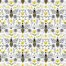 Bee Happy-Bees In Bloom White A-516-L