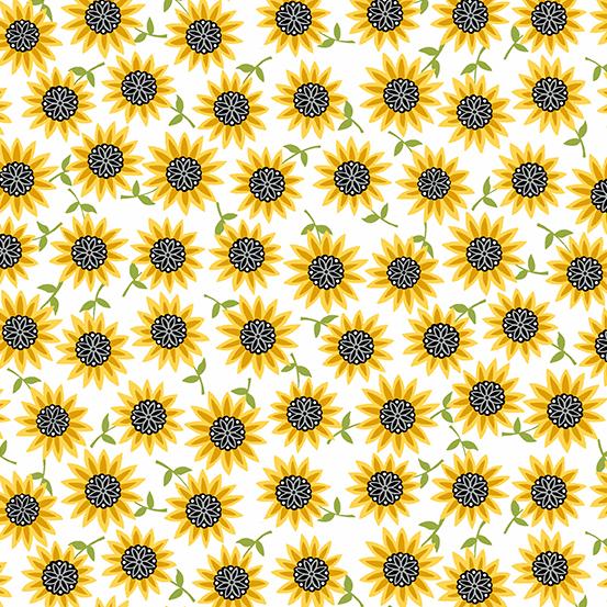 Bee Happy-Tiny Sunflowers White A-518-L
