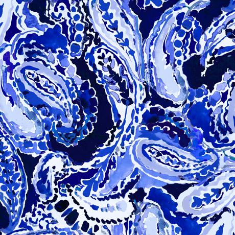 Blossoms Of Blue-Watercolor Paisley 2600-29868-W