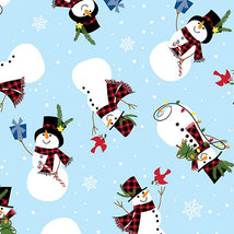 Country Christmas-Jolly Snowmen Sky Blue 14004-55