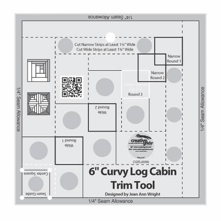 Creative Grids Curvy Log Cabin Trim Tool 6" Finished Blocks - CGRJAW6