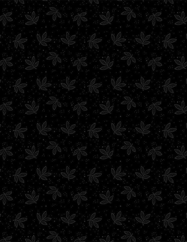 Doodled Leaves HUE-C8188-BLACK