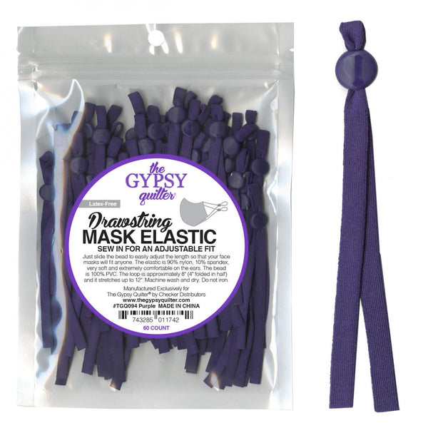 Drawstring Mask Elastic 8" 60ct-Purple TGQ094