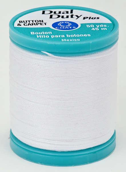 Dual Duty Plus Button and Carpet Thread 50yds 10wt White - S9200100