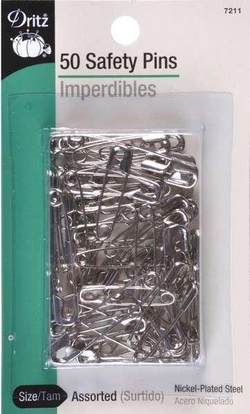 Safety Pin Nickel Size 1/2 50ct