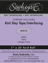 Fusible Knit Stay Tape 1in Extremely Fine WHITE