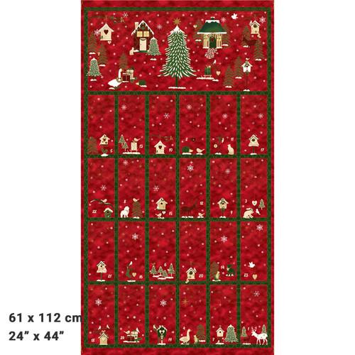 Frosty Snowflake-24" Christmas Calender Panel Red/Gold 4595P-484