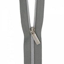 Grey #3 Nylon Nickel Coil Zippers: 3 Yards with 9 Pulls ZBY3C6