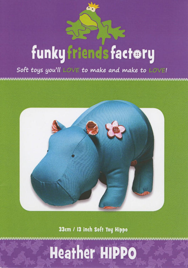 Heather Hippo Pattern - 13in Stuffed Soft Toy - FF4095