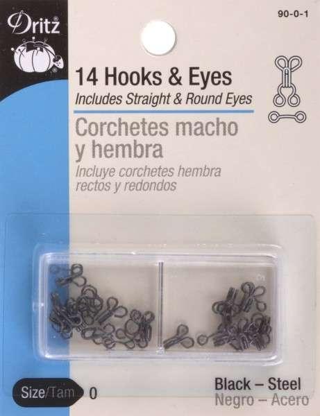 Hooks Eyes & Loops Black Size 0 90-0-1D