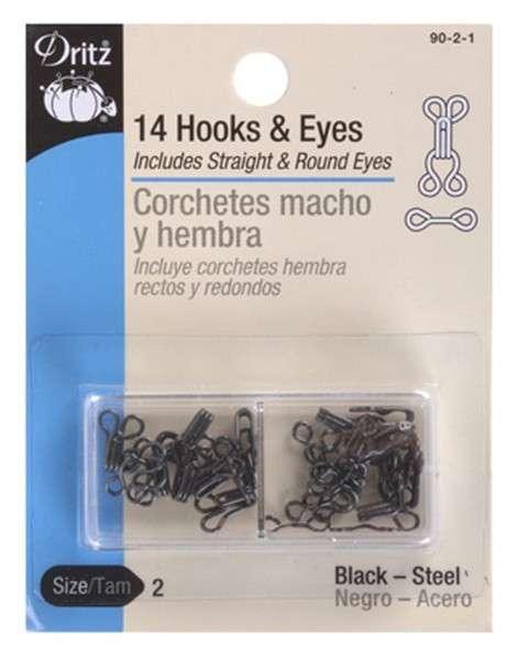 Hooks Eyes & Loops Black Size 2 90-2-1