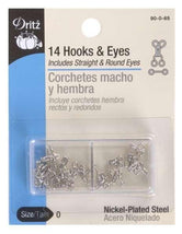 Hooks Eyes & Loops Nickel Size 0 90-0-65