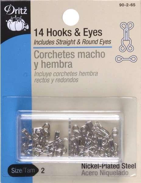 Hooks Eyes & Loops Nickel Size 2 90-2-65