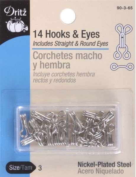 Hooks Eyes & Loops Nickel Size 3 90-3-65