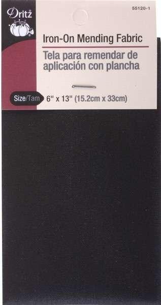 Iron on Mending Fabric 6in x 13in Black 55120-1