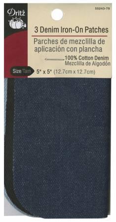 Iron on Patch Assortment Denims 5in x 5in 3ct 55243-70