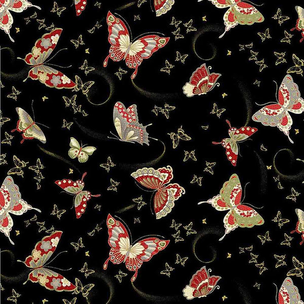Kyoto-Metallic Asian Butterflies KYOTO-CM1668-BLACK