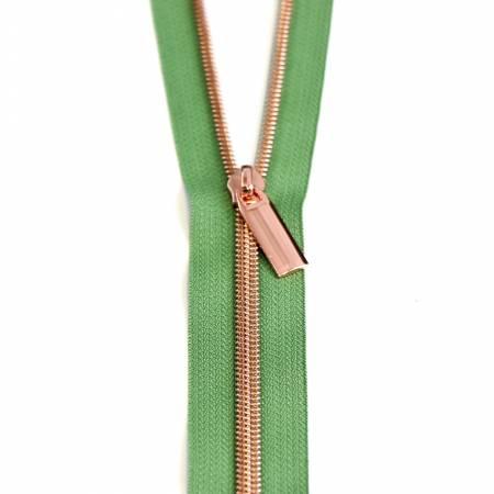 Magnolia #5 Nylon Rose Gold Coil Zippers: 3 Yards with 9 Pulls ZBY5C48