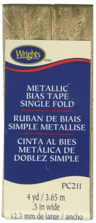 Metallic Single Fold Bias Tape Gold Lame - Wrights 117211046
