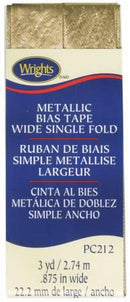 Metallic Wide Single Fold Bias Tape Gold Lame - Wrights 117212046