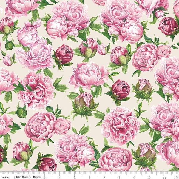 Monthly Placemats 2-May Peonies Cream C13929-CREAM