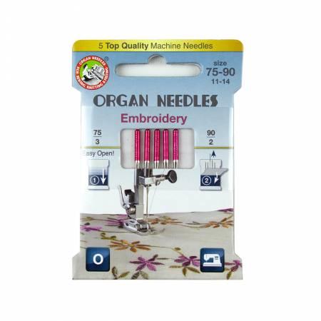 Organ Needles Embroidery Assortment (3ea 75, 2ea 90) Eco Pack 3000122